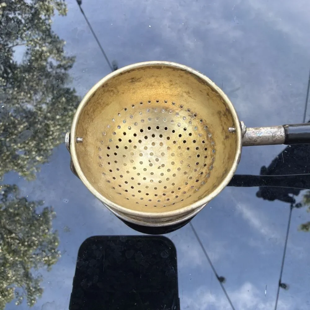 Antique Victorian Tea Strainer & Drip Bowl Tray Benedict Hatch Goddard BHG 1880s